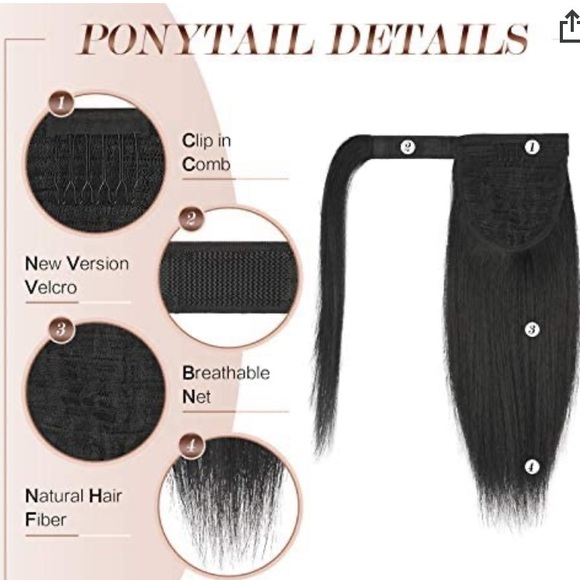 Ponytail Extension- Med Brown & Light Auburn - Picture 4 of 5